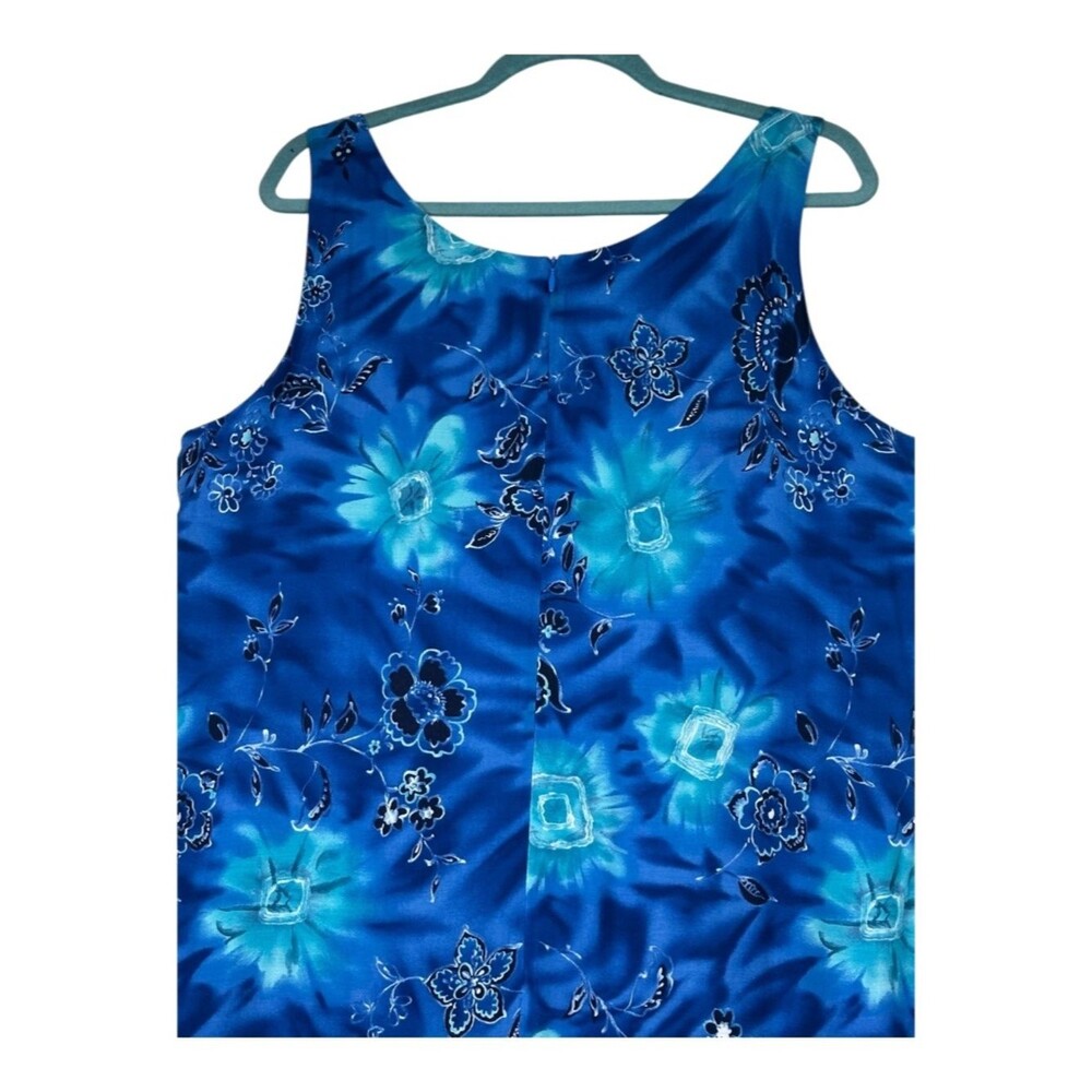 Worthington Size 14 Blue Floral Sheath Midi Dress Sleeveless Rayon Casual Work - Picture 5 of 9